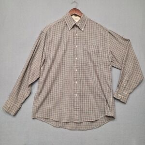 Haggar Forever New Mens Brown Check Long Sleeve Button Up Shirt Size‎ Medium
